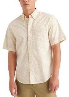 Dockers Men's Classic Fit Short Sleeve Signature Comfort Flex Shirt (Regular and Big & Tall) (New) Khaki-Pipa Wheat Print
