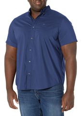 Dockers Men's Size Classic Fit Short Sleeve Signature Comfort Flex Shirt (Standard and Big & Tall) (New) Medieval Blue-Solid