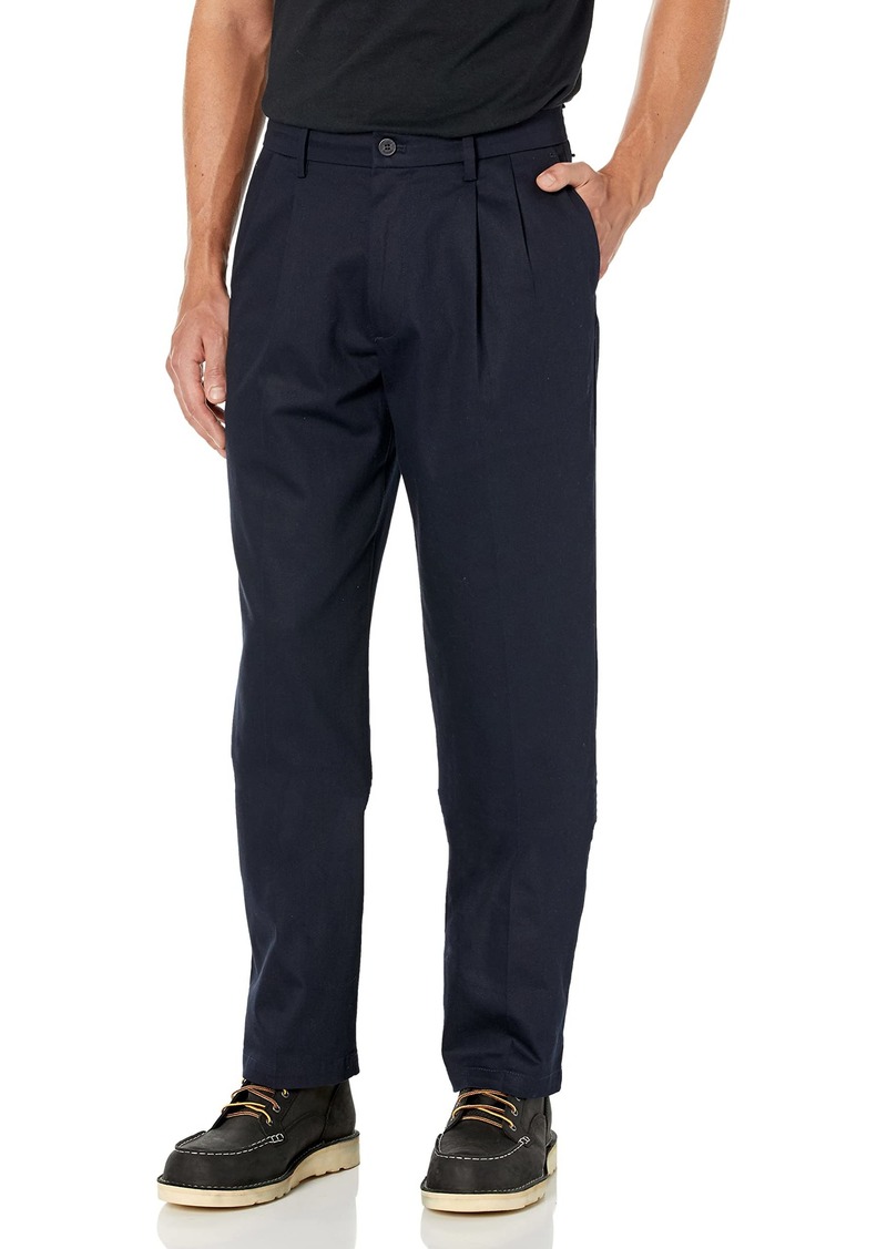 Dockers Men's Classic Fit Signature Khaki Lux Cotton Stretch Pants-Pleated (Regular and Big & Tall) Navy