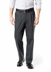 Dockers Men's Classic Fit Signature Khaki Lux Cotton Stretch Pants-Pleated (Regular and Big & Tall) steelhead