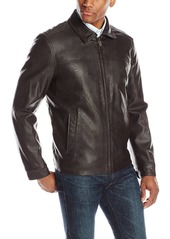 Dockers Men's Faux Leather Lay Down Collar Zip Front Jacket