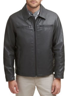 Dockers Men's James Faux Leather Jacket Grey w. Chest Zip