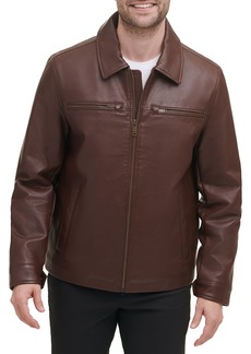 Dockers Men's James Faux Leather Jacket Sienna Brown w. Chest Zip