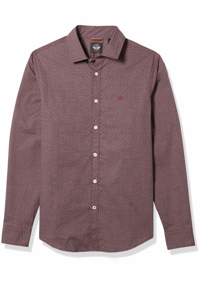 Dockers Men's Long Sleeve Button Up Perfect Shirt Bice winetasting - Supreme Flex