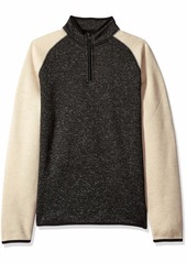 Dockers Men's Long Sleeve Quarter Zip Sweater Black Heather-Fleece