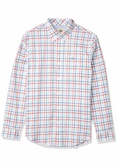 Dockers Men's Long Sleeve Woven Shirt White Blue - Graph Check plaid S