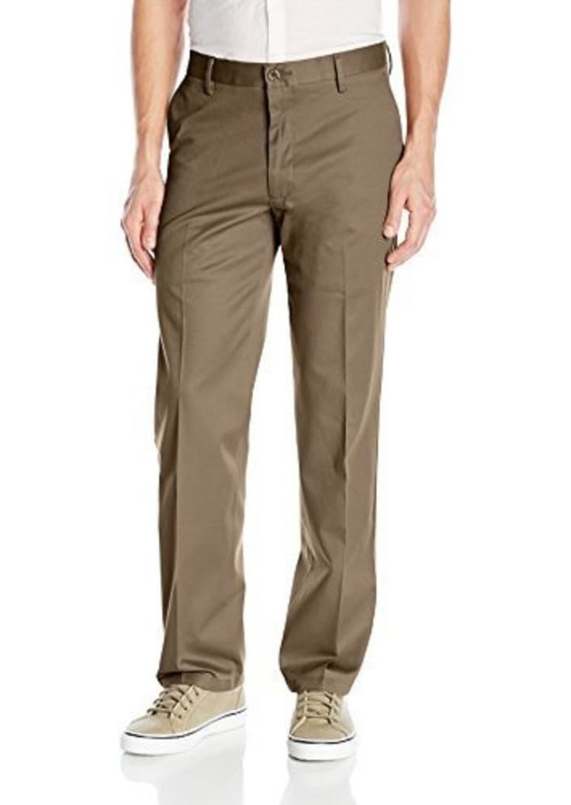 Dockers Men's No Wrinkle Stretch Khaki Straigh-Fit Flat-Front Pant Dark Pebble (Stretch) - discontinued
