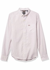 Dockers Men's Oxford Long Sleeve Button Front Shirt Damson Plum-White Stripe S