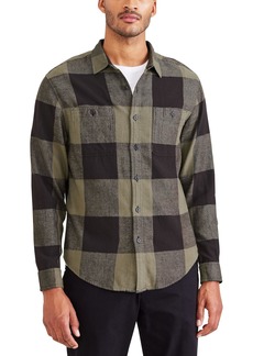 Dockers Men's Regular Fit Long Sleeve Two Pocket Work Shirt Black Bean-Davis (Flannel)