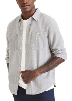 Dockers Men's Regular Fit Long Sleeve Two Pocket Work Shirt Chimera Grey-Salinas Solid 2X Large