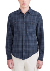 Dockers Men's Regular Fit Long Sleeve Two Pocket Work Shirt Navy Blazer-Fitzgerald (Flannel)