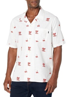 Dockers Men's Relaxed Fit Short Sleeve Camp Collar Shirt Red-Print