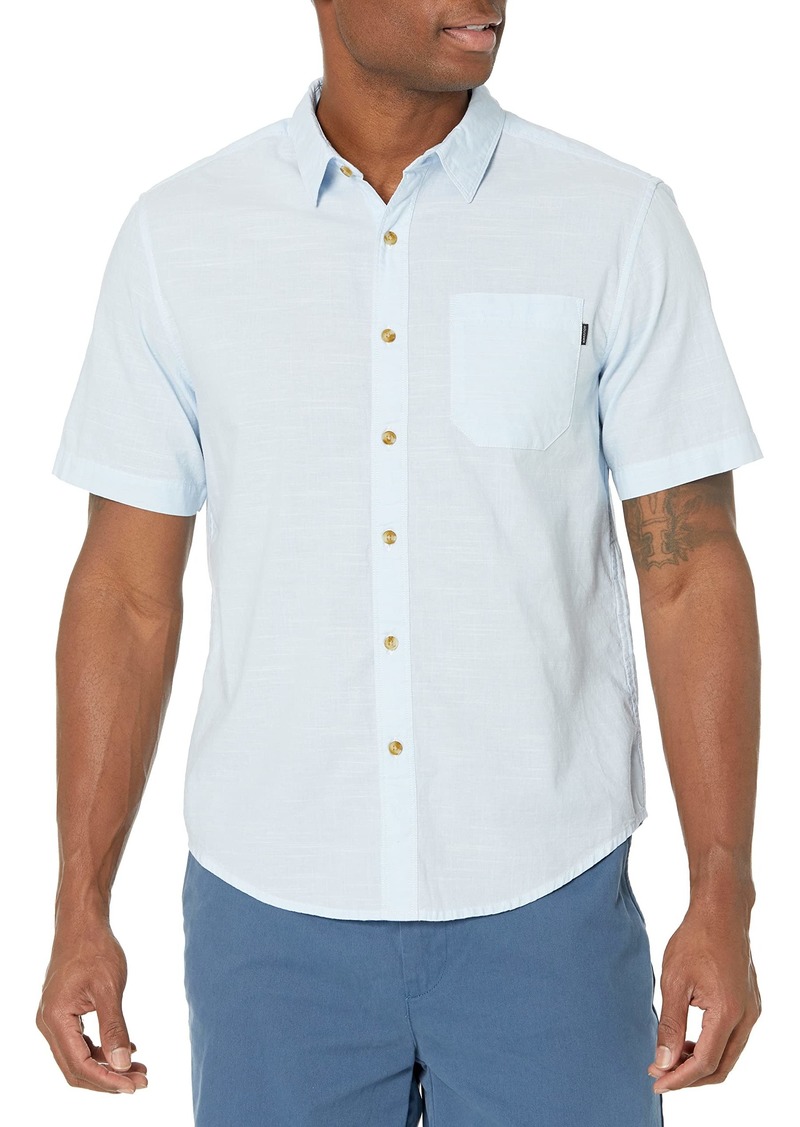 Dockers Men's Regular Fit Short Sleeve Casual Shirt (Standard and Big & Tall) Cerulean Blue-Yuba Solid (Slub)