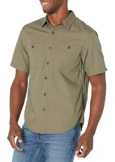 Dockers Men's Regular Fit Short Sleeve Utility Shirt Camo Green-Solid (Rip Stop)