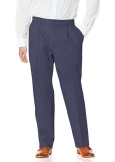 Dockers Men's Relaxed Fit Signature Khaki Lux Cotton Stretch Pants-Pleated Navy