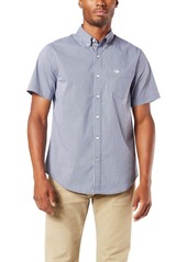 Dockers Men's Classic Fit Short Sleeve Signature Comfort Flex Shirt (Standard and Big & Tall) Medieval Blue-Gingham Plaid