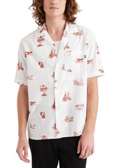 Dockers Men's Short Sleeve Camp Collar Shirt (Regular and Big & Tall) (New) Lucent White-Station (Slub)