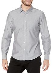 Dockers Men's Slim Fit Long Sleeve Casual Shirt Navy Blazer-Playoff Stripe (Poplin)