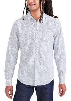 Dockers Men's Slim Fit Long Sleeve Casual Shirt Lucent White-Gilligan Print (Slub)