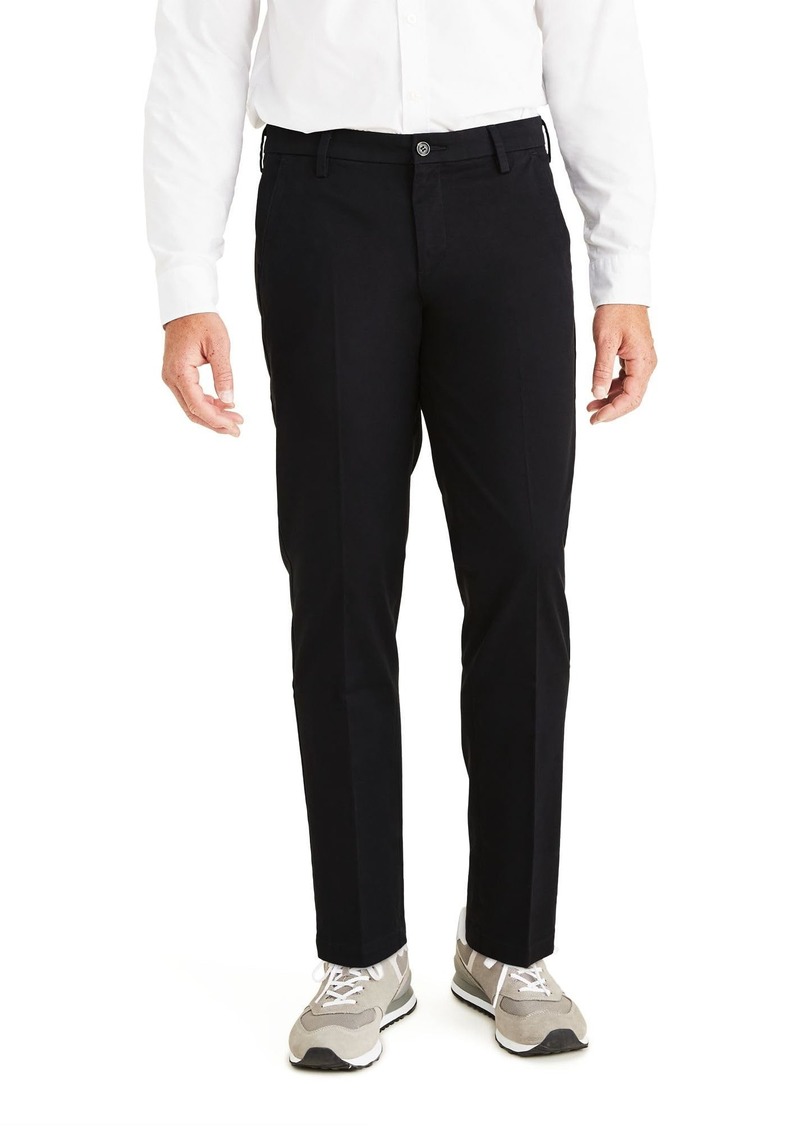 Dockers Men's Straight Fit Workday Khaki Smart 360 Flex Pants (Regular and Big & Tall) Black-Tapered