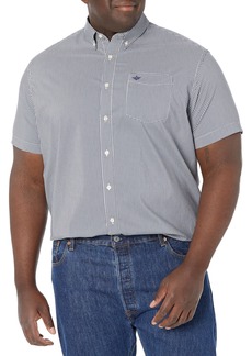 Dockers Men's Classic Fit Short Sleeve Signature Comfort Flex Shirt (Standard and Big & Tall) Medieval Blue-Gingham Plaid