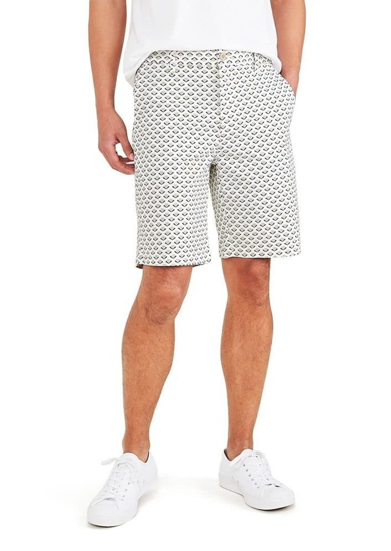Dockers Men's Ultimate Straight Fit Supreme Flex Shorts (Standard and Big & Tall) (New) Beautiful Black-Oyster Print