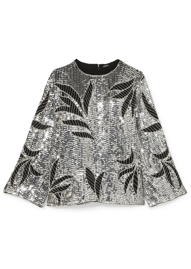 Clara Embellished Sequined Tulle Top