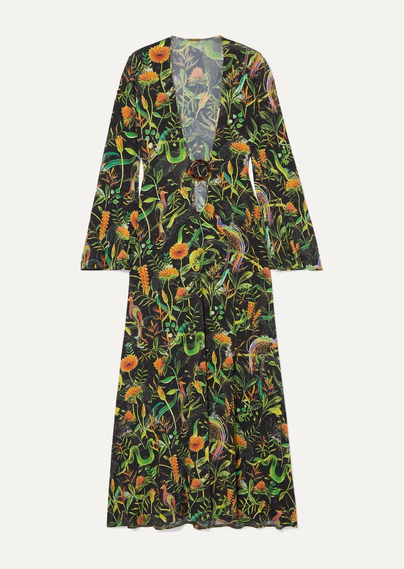 Annabel's Cutout Printed Stretch-jersey Midi Dress