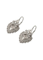 Dolce & Gabbana 18kt white gold Devotion diamond and pearl sacred heart earrings