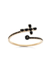 Dolce & Gabbana 18kt yellow gold Family black sapphire cross and jade rose cuff