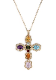 Dolce & Gabbana 18kt yellow gold gemstone cross pendant necklace