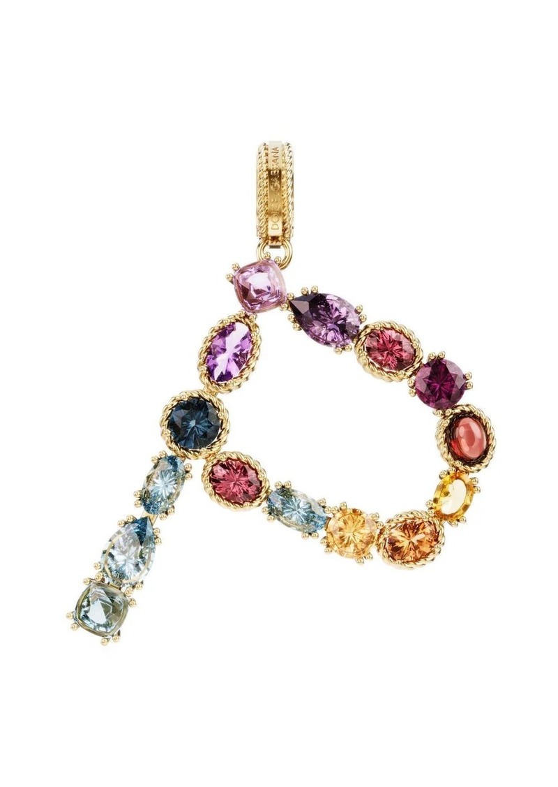 Dolce & Gabbana 18kt yellow gold P letter gemstone pendant