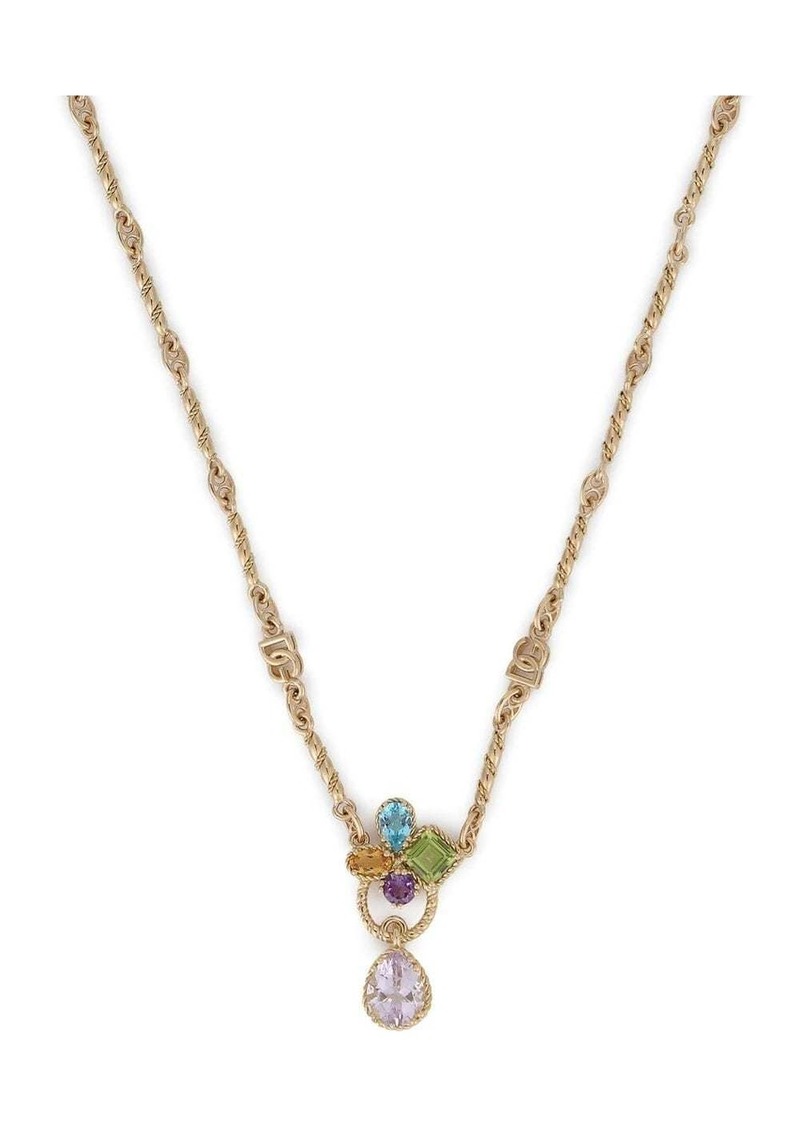 Dolce & Gabbana 18kt yellow gold Rainbow gemstone pendant necklace