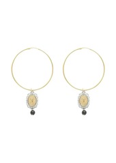 Dolce & Gabbana 18kt yellow gold sapphire coin hoop earrings