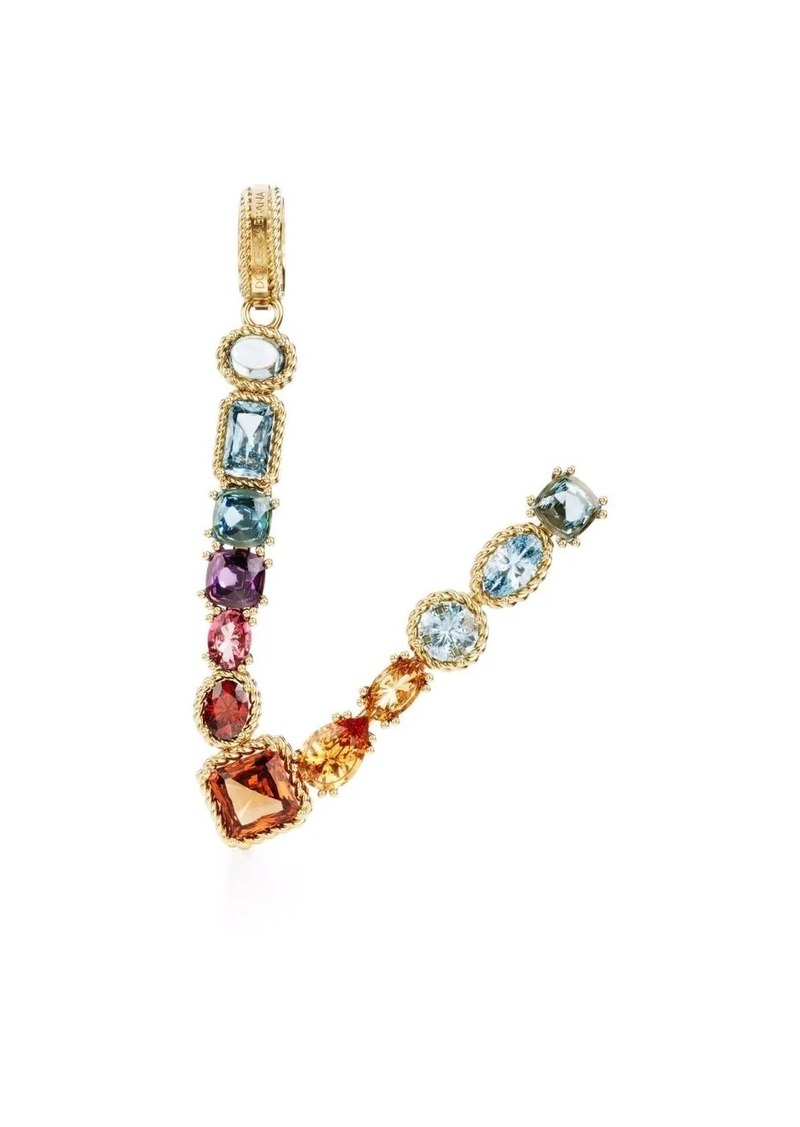 Dolce & Gabbana 18kt yellow gold V letter gemstone pendant