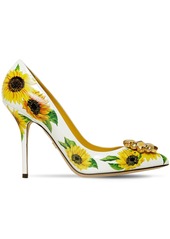 Dolce & Gabbana 90mm Embellished Sunflower Leather Pumps