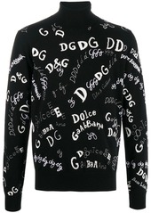 Dolce & Gabbana all-over logo roll-neck jumper