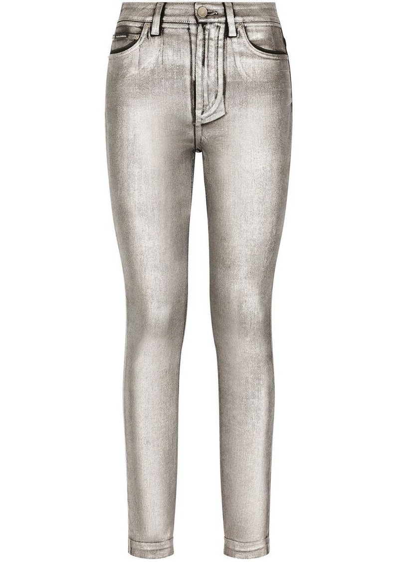 Dolce & Gabbana Audrey metallic-effect skinny jeans