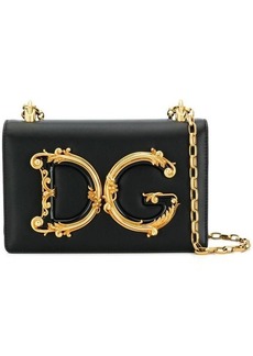 Dolce & Gabbana 'Barocco' Black Crossbody Bag with Chain Shoulder Strap and Monogram Logo in Leather Woman