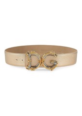 Dolce & Gabbana Barocco Logo Leather Belt