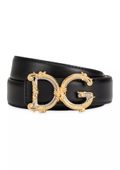 Dolce & Gabbana Baroque Logo Leather Belt