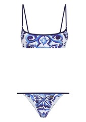 Dolce & Gabbana Majolica-print scoop-neck bikini