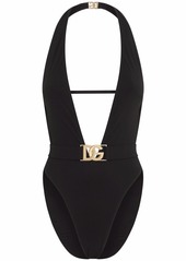 Dolce & Gabbana plunge-neck belted swimsuit