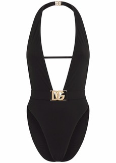 Dolce & Gabbana plunge-neck belted swimsuit