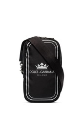 Dolce & Gabbana black and white crown logo print cross-body bag