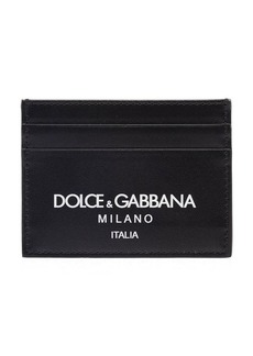 Dolce & Gabbana Black Card-Holder with Contasting Logo Print in Leather Man