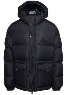 Dolce & Gabbana Black Down Jacket  with Patch Pockets at the Front in Polyester Man