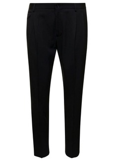 Dolce & Gabbana Black Slim Pants with Elastic Waistband in Wool Woman