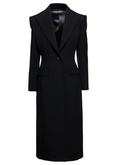 Dolce & Gabbana Black Slim Single-Breasted Coat in Wool Blend Woman