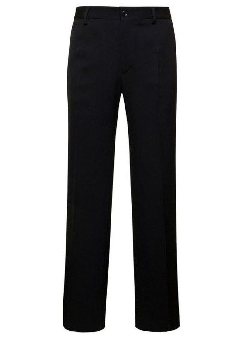Dolce & Gabbana Black Straight Pants with Welt Pockets in Wool Woman